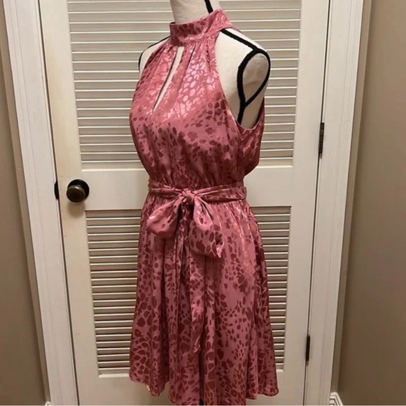 NWT Anthropologie Pink Leopard Halter Neck Mini Dress sz SMALL - Picture 10 of 11